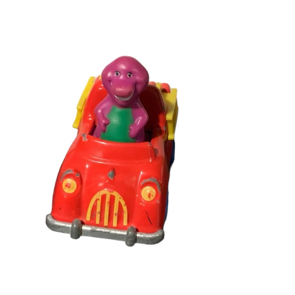Vintage Barney Dinosaur Fire Truck Engine Die Cast Toy Car (Lyons Group 1993)